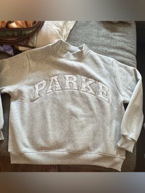 NEW PARKE Varsity Mockneck Sweatshirt L/XL Metallic Gray
